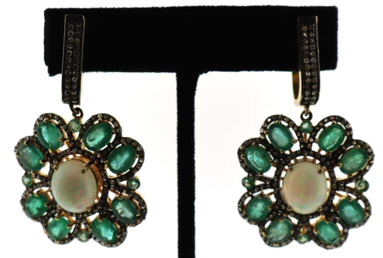 Enchanting Opal and Emerald Earrings