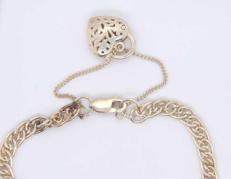 Vintage Sterling Silver Bracelet with Heart Shaped Locket Charm