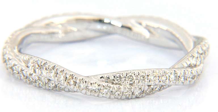Gabriel & Co White Gold Pave Diamond Twisted Eternity Band