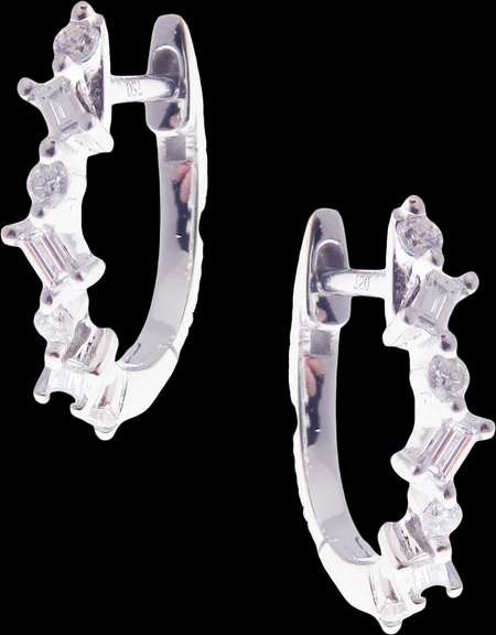 Intervaling 18k White Gold Diamond Horseshoe Earrings