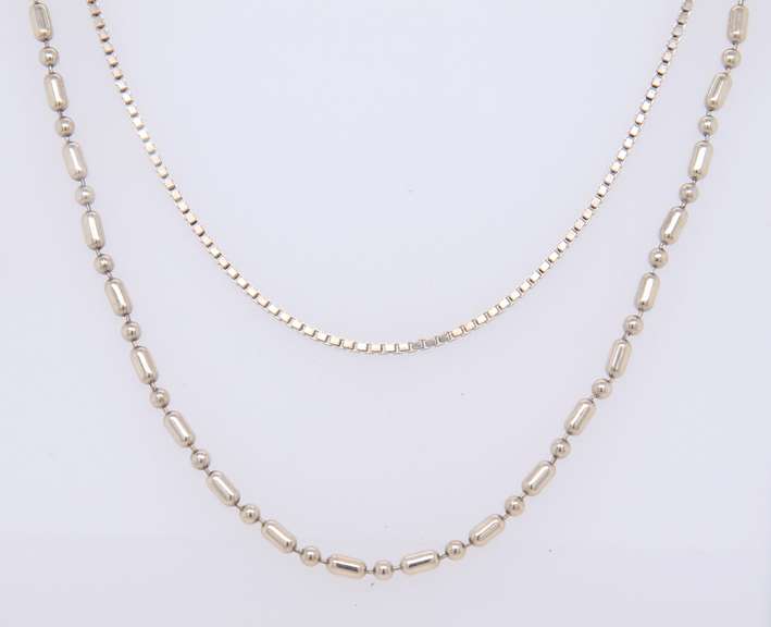 Lot of 2 Italian Sterling Silver Chain Necklaces