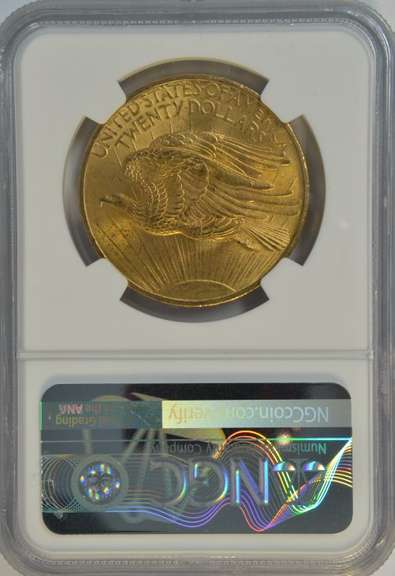 Super NGC MS65 graded 1908 No Motto St. Gaudens $20 Gold