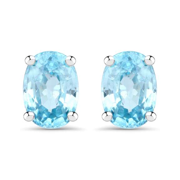 Plated Rhodium 2.40ctw Blue Zircon Earrings