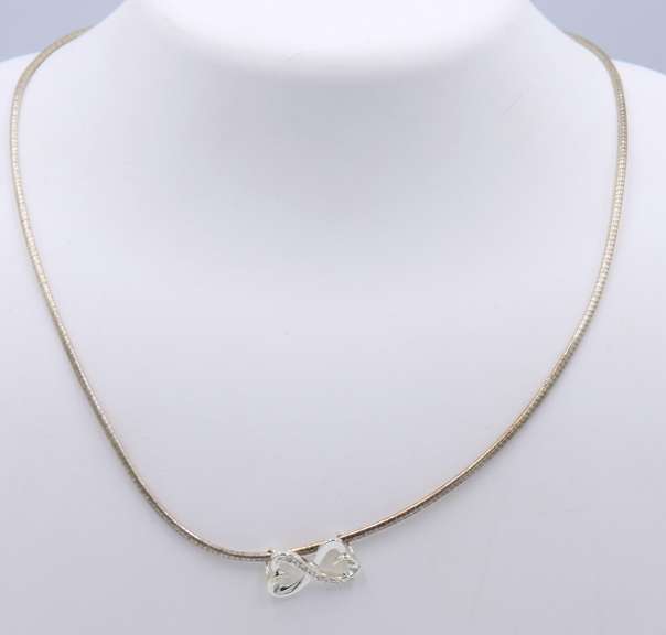 Vintage Sterling Silver Cubic Zirconia Infinity Pendant on Chain Necklace