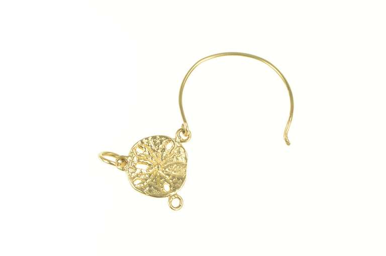 14K Yellow Gold Sand Dollar Sea Shell Charm Holder Loop Pendant