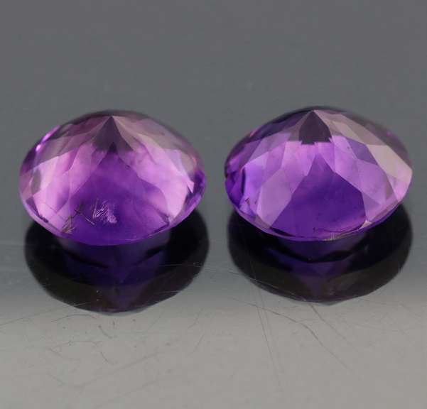 Glittering grape purple 21.03ct 15mm Amethyst pair