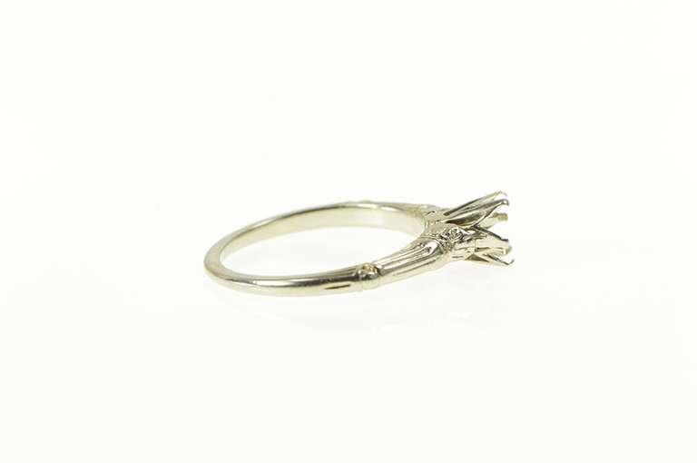 18K White Gold 5.25mm 1950's Ornate Engagement Setting Ring