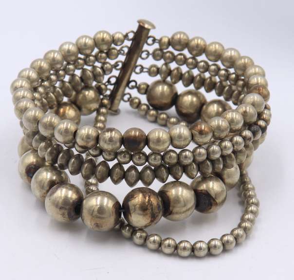 Vintage Sterling Silver Multi Strand Ball Bracelet