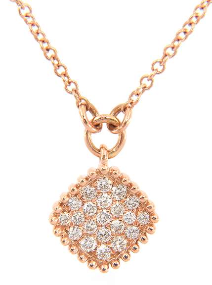 New Gabriel & Co Rose Gold Pave Diamond Beaded Pendant on Chain