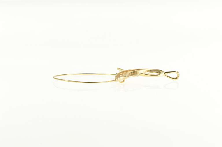 14K Yellow Gold Wavy Grooved Charm Holder Loop Pendant