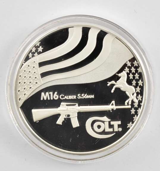 2010 US 5 Dollars American Colt M16 1 Oz .999 Silver Round Box & COA