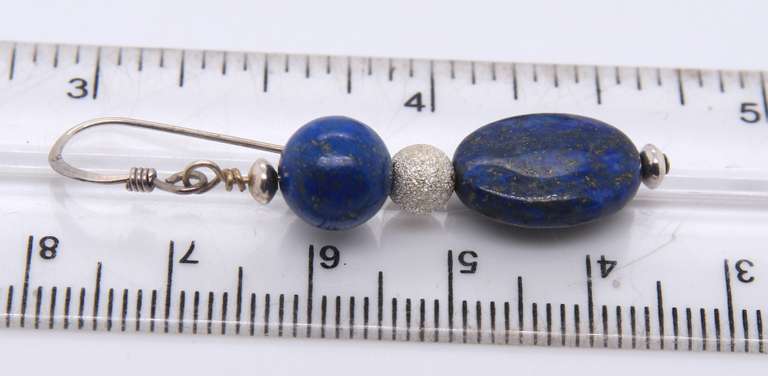 Vintage Sterling Silver Lapis Pendant with Lapis Dangle Earrings