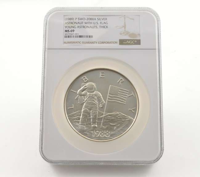 MS69 (1989) P Astronaut With US Flag Young Astronauts Silver - NGC