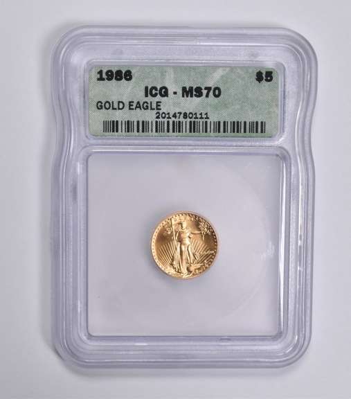 MS70 1986 $5 American Gold Eagle 1/10 Oz. .999 FIne Gold ICG