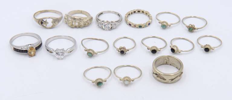 Group Lot of Vintage 925 Sterling Silver Rings