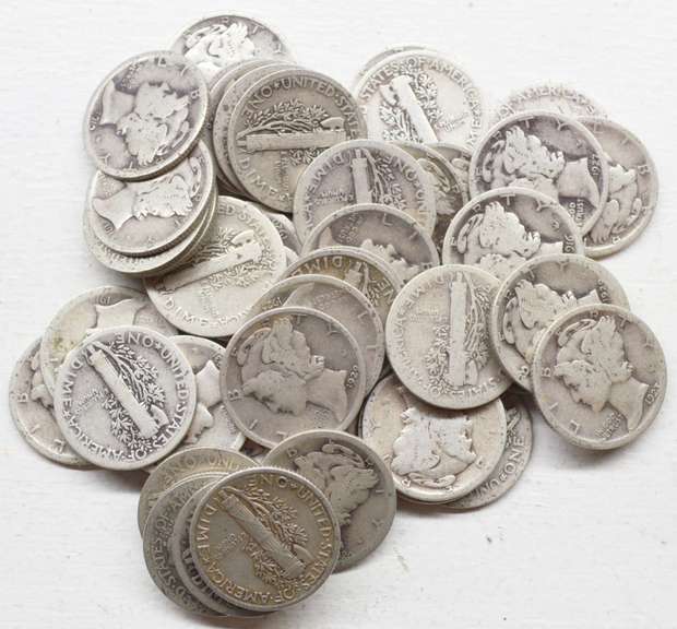 Lot of 50 assorted Old Winged-Head Mercury Dimes