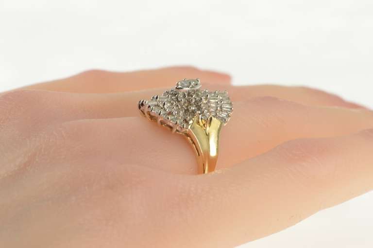 10K Yellow Gold 2.17 Ctw Diamond Burst Cluster Statement Ring