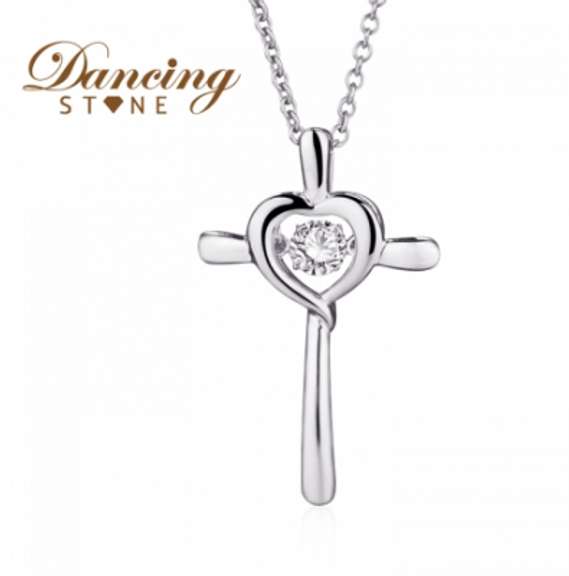 Dancing Stone God Reward 925 Sterling Silver Platinum Pendant Cross Pendant