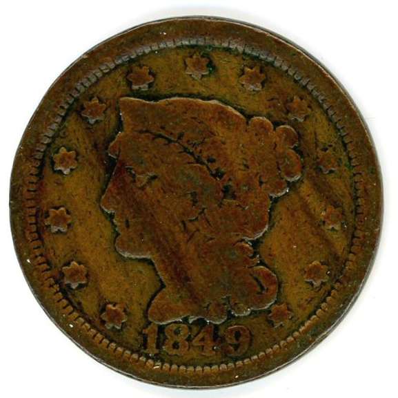 1849 Braided Hair Large Cent