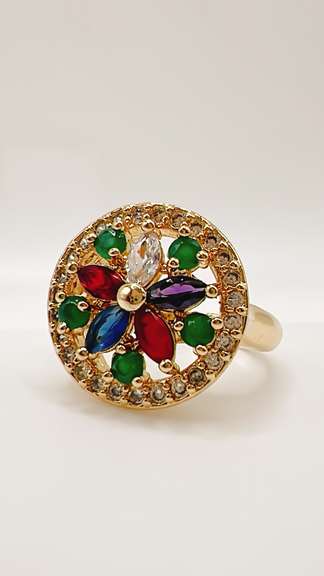 22kt Gold Plated Multi Gemstone Cocktail Ring