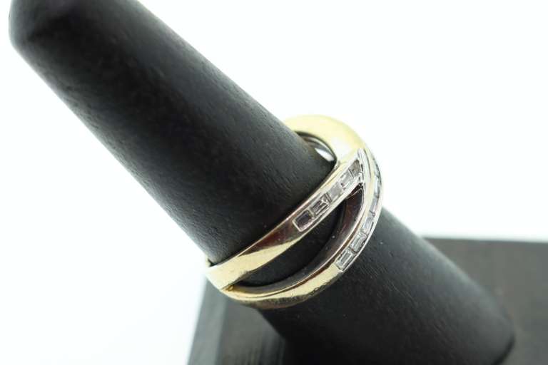 18KT SOLID WHITE GOLD AND DIAMOND BAND RING