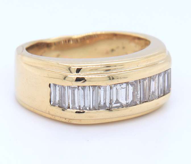 Elegant Yellow Gold Channel Set Baguette Diamond Band
