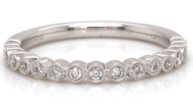 Brand New Gabriel & Co Diamond Milgrain Bezel Band in White Gold
