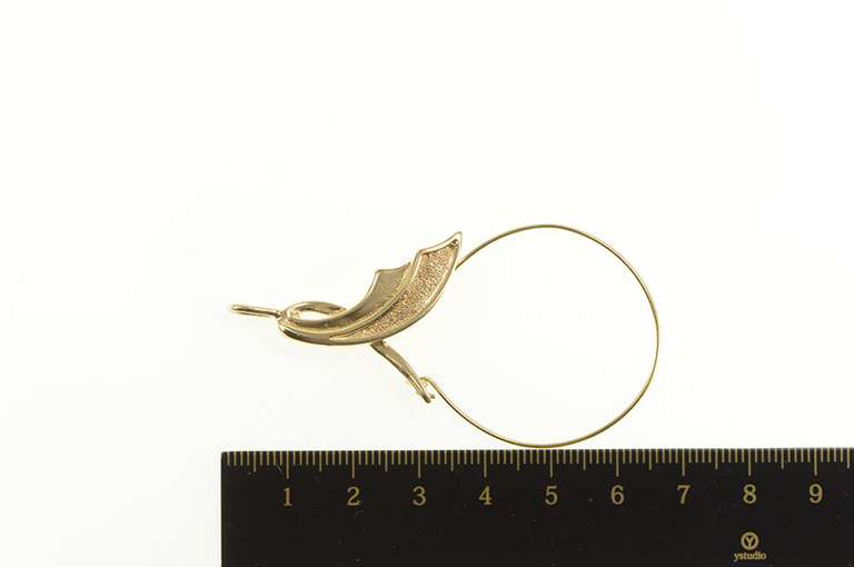 14K Yellow Gold Wavy Grooved Charm Holder Loop Pendant