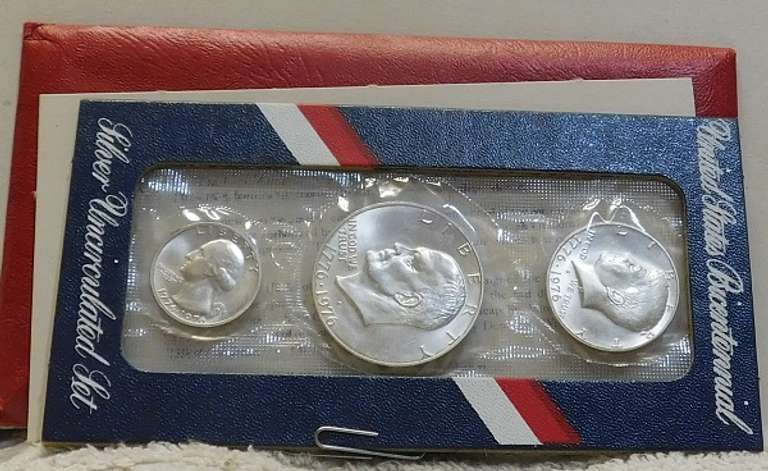 1976 Silver 3 pc Unc BiCen Set GEM