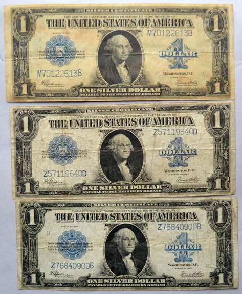 3 $ 1923 Large Size Silver Certificates