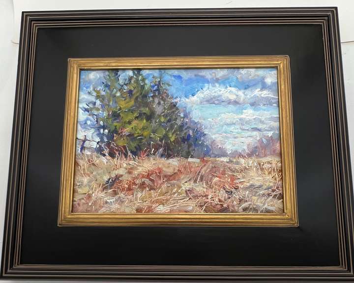 Pines and Winter Grasses Original Art by Ann Crostic