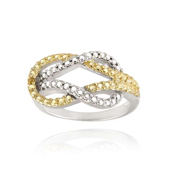 Sterling Silver Two-Tone Yellow Diamond Accent Love Knot Ring