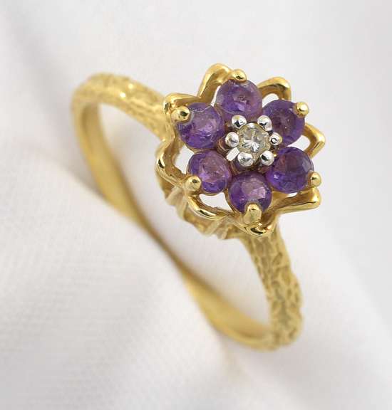 High Mount 14k Amethyst Flower Ring