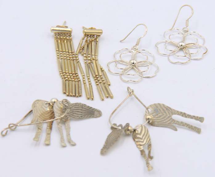 Lot of 3 Vintage Sterling Silver Dangle Earrings