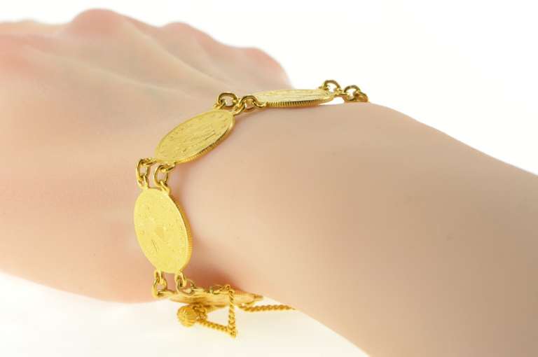 18K Yellow Gold $2.50 Quarter Eagle 1891-1907 Coin Chain Bracelet