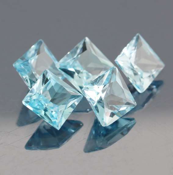 Vivid! 14.09ct radiant cut sky blue Topaz set