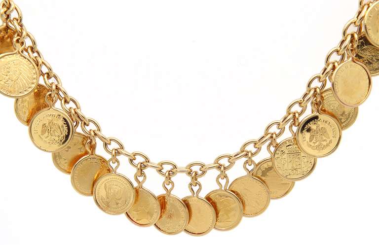Polished Coin Charm Bracelet in 14kt Yellow Gold