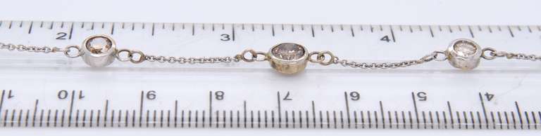 Stylish White Gold 2.50CTW Bezel Set Brown Diamond Necklace