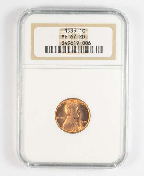 MS67 RD 1935 Lincoln Wheat Cent - Graded NGC