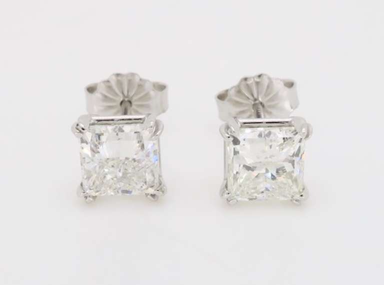 Princess Cut Double Prong 1.69CTW Diamond Studs