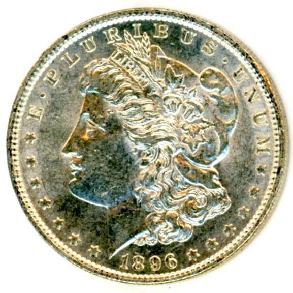 Bright White 1896 Morgan Silver Dollar