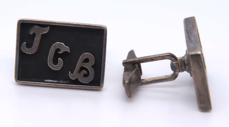 Vintage Sterling Silver Signed Initial JCB Cufflinks