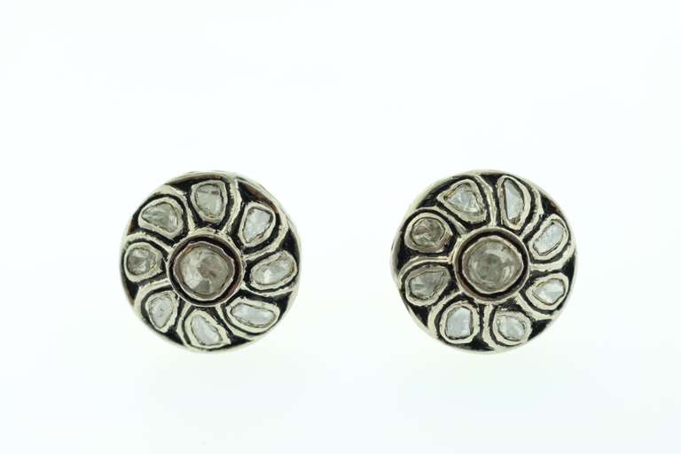 Spiraling Mine Cut Diamond Silver Earrings with Gold Plating and Diamond Accents