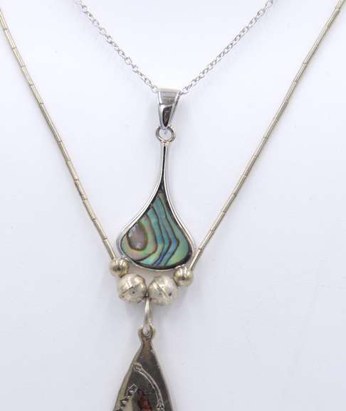 Group Lot of 2 Vintage 925 Sterling Silver Necklaces