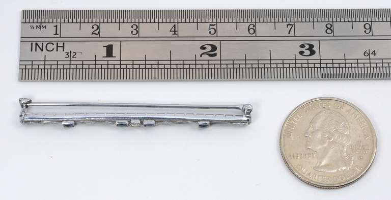 Vintage WG Sapphire & Diamond Bar Brooch