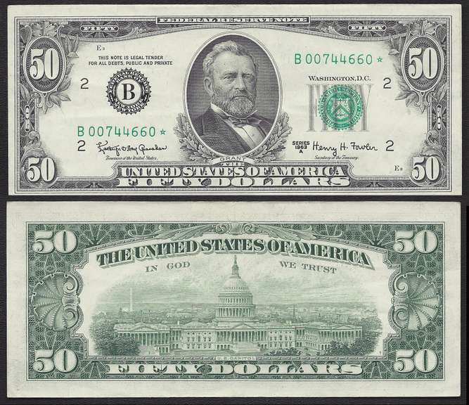 $50 1963-A FRN Star or replacement Note About Uncirculated