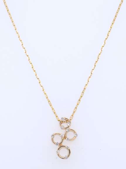 Brilliant Yellow Gold Diamond Circle Station Pendant on Chain