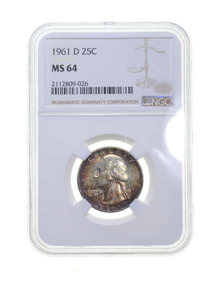 MS64 1961-D Washington Quarter - Graded NGC