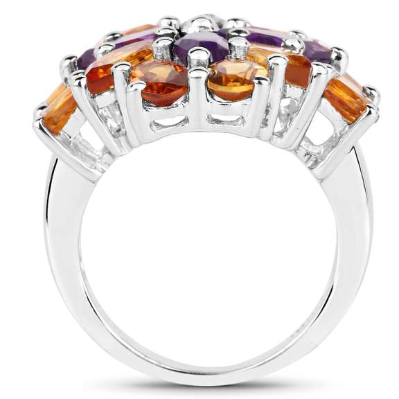 Plated Rhodium 7.96ctw Amethyst and Citrine Ring