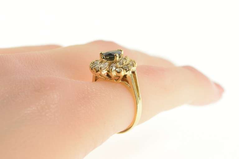 14K Yellow Gold 1.89 Ctw Pear Sapphire Halo Engagement Ring